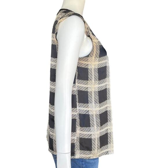 Joie Womens Silk Checkered Cap Sleeve Blouse Size Medium - Picture 4 of 8